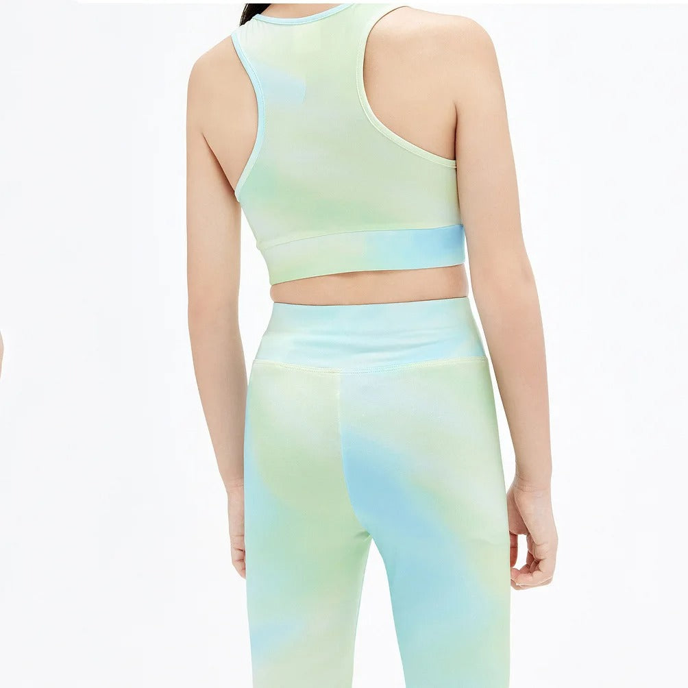 Kids Quick Dry Workout Outfit Set Girls Sportswear Training Running Gym Clothes High Elasticity Soft Breathable Yoga Suit