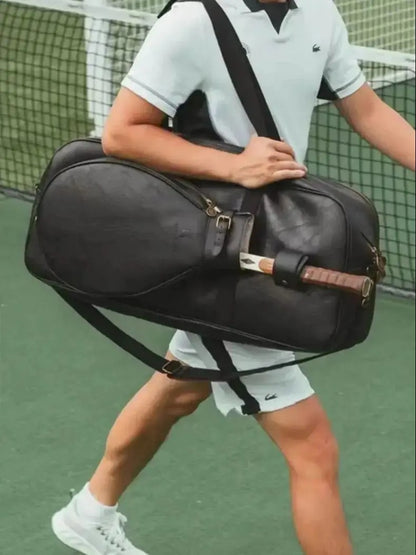 Multifunctional Tennis Bag Vintage Unisex Badminton Bag Separate Shoe Compartment Racket Insulation