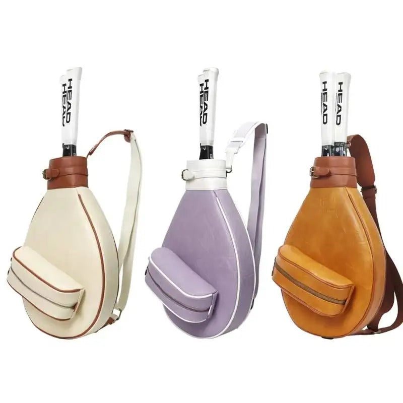 Tennis Single Shoulder Bag PU Sports can Accommodate 2 Rackets Crossbody Bags Outdoor Multifunctional Vintage Training Rucksack