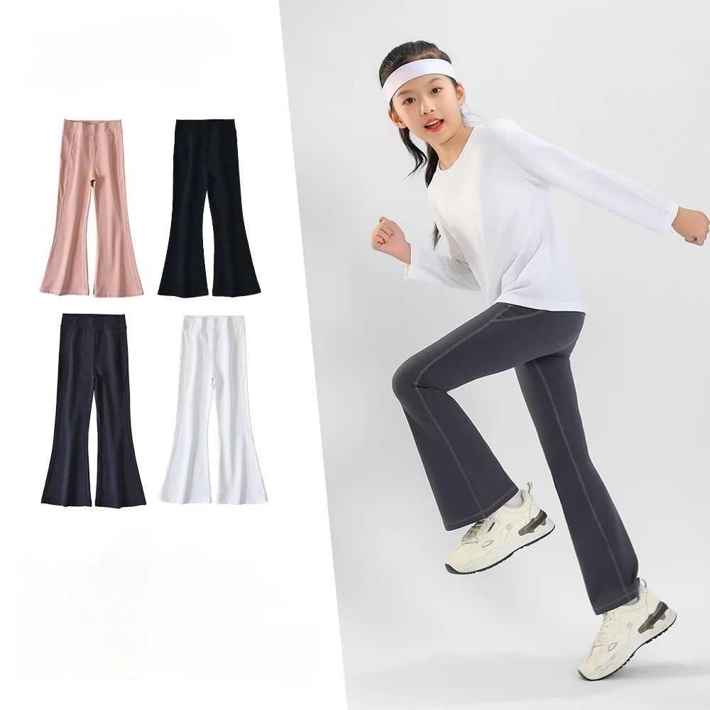 Girls Yoga Pants Flared Leggins for Kids Soft Gym Shark Leggings Brushed Fleece Trousers Toddler to Big Girl Stretchy Joggers