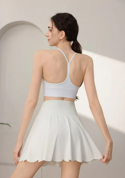 Tenis Skirt Women High Waist Yoga Skirt with Built-in Shorts Seamless Tennis Skorts Anti-Slip Athletic Workout Gym Skirts Summer