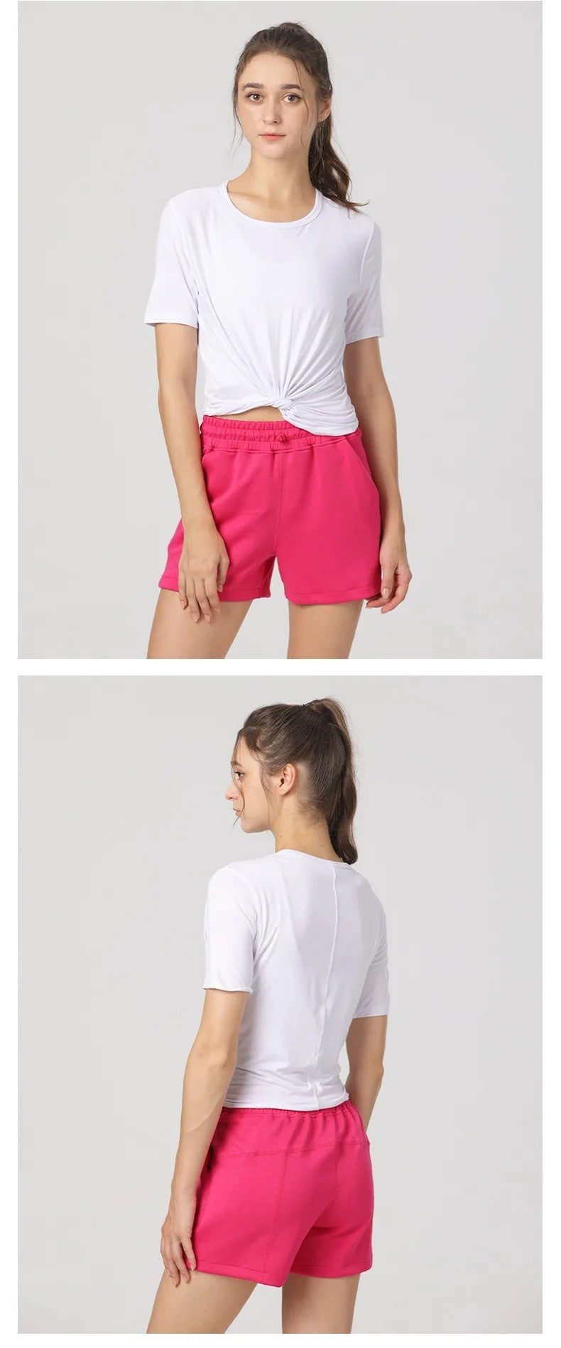 Women Cotton Yoga Shorts Soft Comfy Gym Shorts Casual Summer Cycling Sports Short Pants High Waist Running Clothes With Pockets