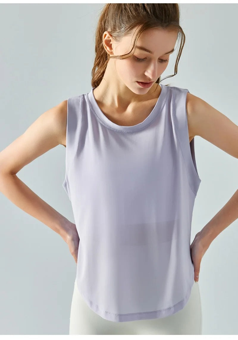 Quick Dry Sports Shirts for Women XL Crop Top Breathable Plus Size Yoga T-Shirt Gym Workout Cover-up Sleeveless Vest