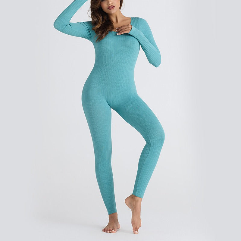 threaded one-piece yoga wear, no-awkwardly threaded fitness wear