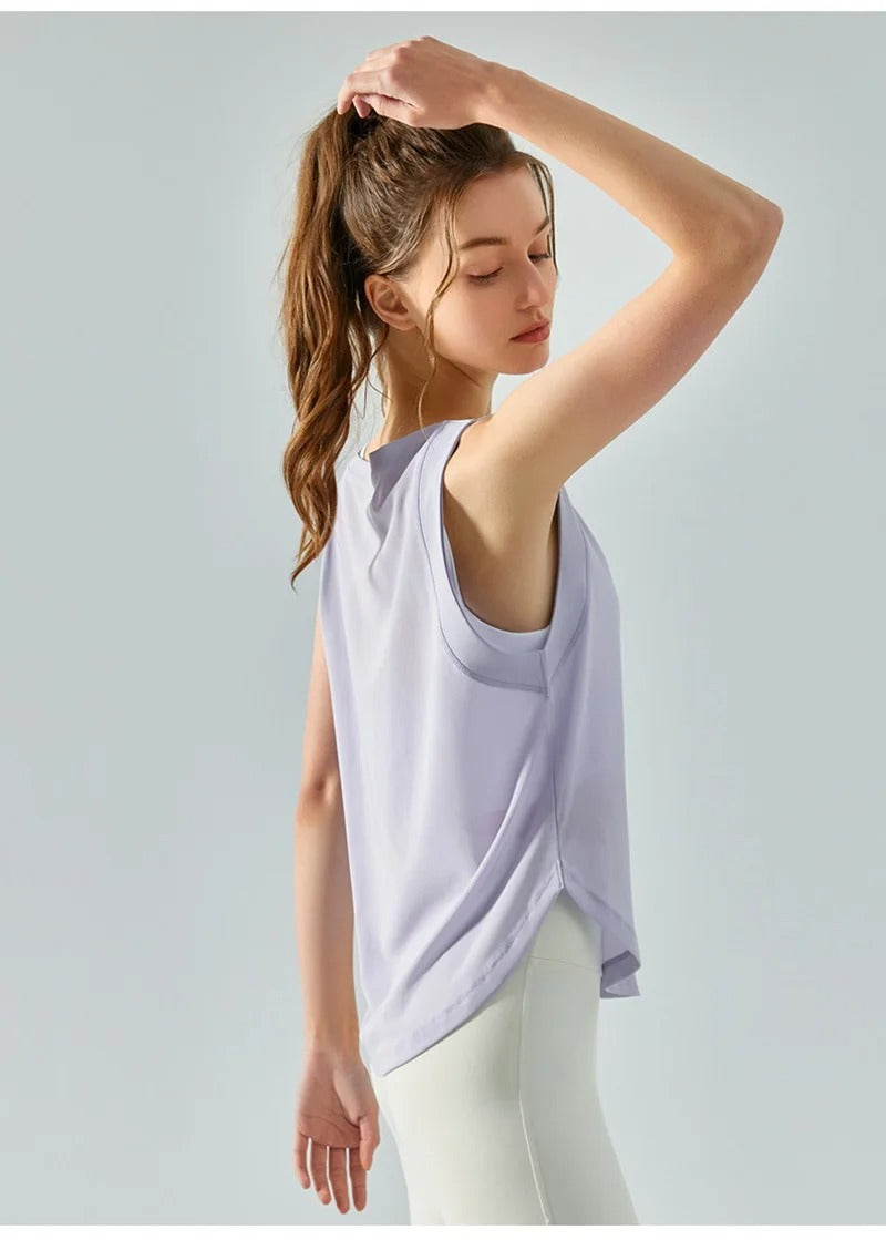 Quick Dry Sports Shirts for Women XL Crop Top Breathable Plus Size Yoga T-Shirt Gym Workout Cover-up Sleeveless Vest