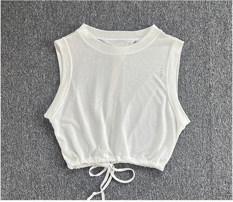 Women's summer yoga wear, breathable, loose, high-end sports vest, thin quick-drying running sleeveless fitness suit