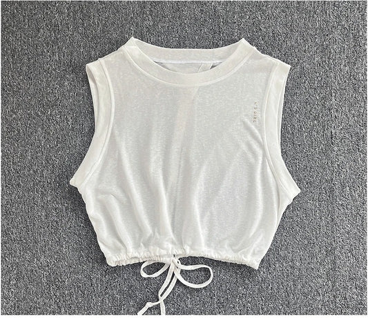 Women's summer yoga wear, breathable, loose, high-end sports vest, thin quick-drying running sleeveless fitness suit