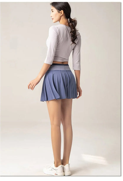 Sports Skirts High Waist Tennis Golf Skirt Fitness Shorts Women Athletic Fast Dry Running Sport Skort Pocket