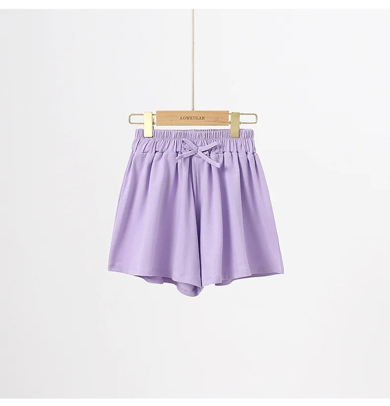 Summer Kids Leisure Shorts Fashionable Korean Style Girls Bow Shorts Children Capris Solid Casual Pants Breath Sports Trousers