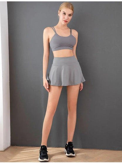 Women Tennis Skirts Golf Dancing Pocket Skorts SEXY Ladies Fitness Shorts High Waist Running Workout Pantskirt