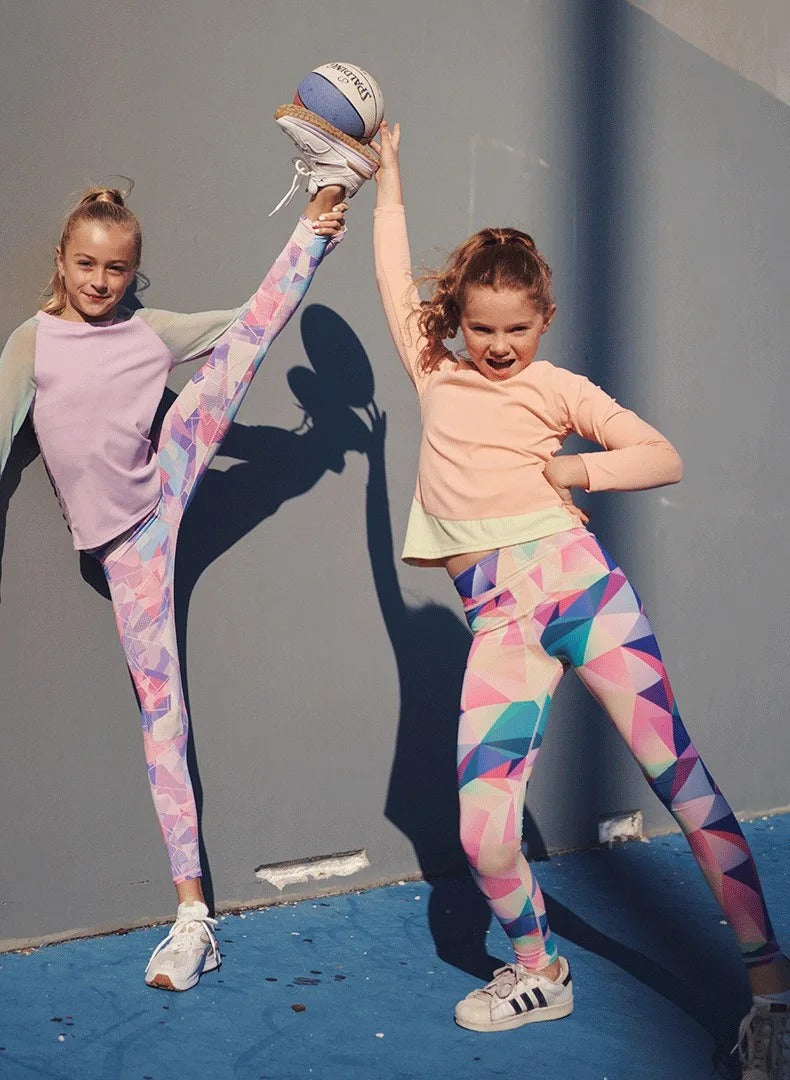 New Children's Yoga Pants Cute Printed Girls Athletic Leggings Comfort Kids Lounge Pants Running Exercise Training Cycling  Wear