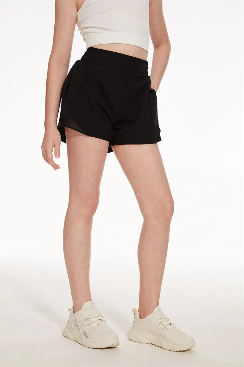 New Girls Athletic Shorts Quick Dry Running Shorts For Kids Teen Girl Active Sports Short Pants With Zip Pocket Liner Summer