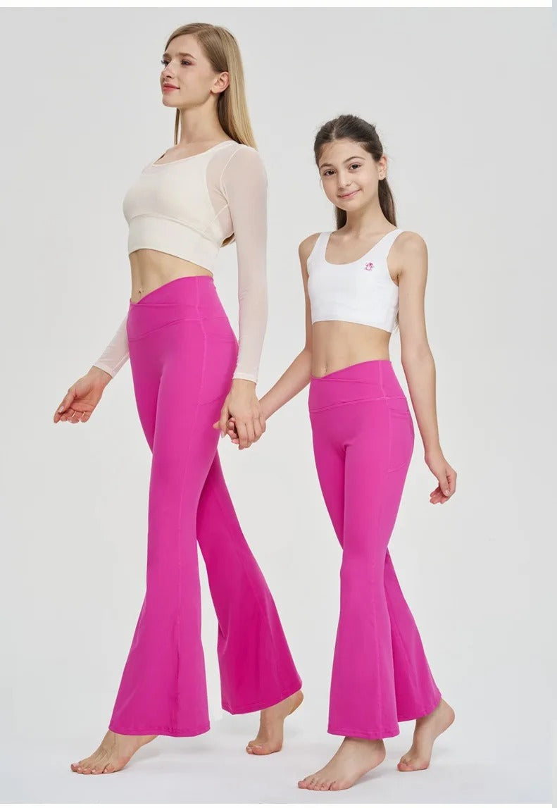 Seamless Leggings Women Yoga Pants Pockets Cross High Waist Bootcut Flared Sport Leggins Casual Dance Bell Bottoms Gym Tights