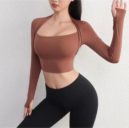 Women Shirt Long Sleeve Crop Top Lady Sports Gym Blouse Fitness T-Shirt Workout Sportswear Autumn Winter Clothes