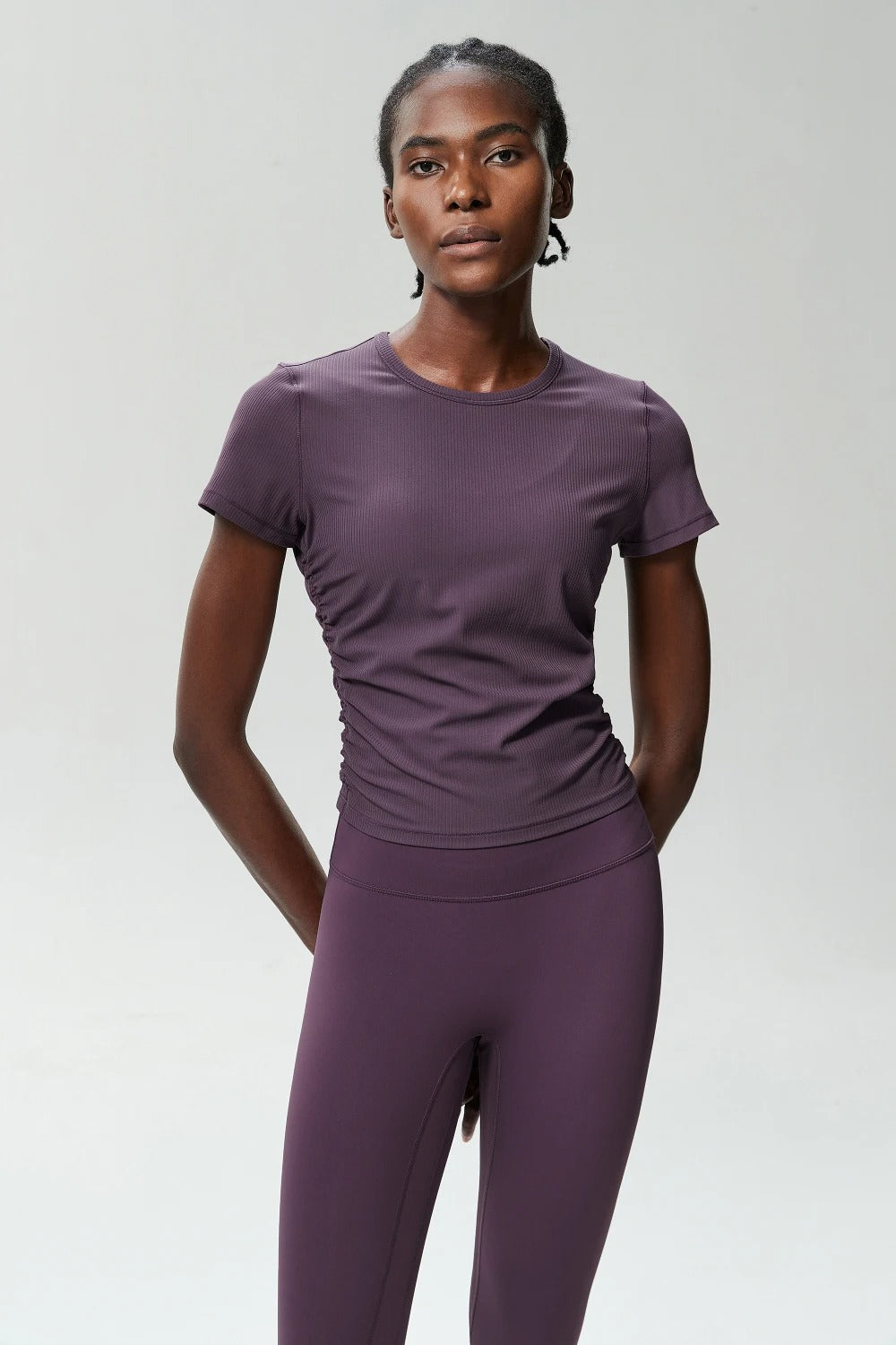 Women's Crew Neck T-Shirt Chic Solid Color Yoga Short Sleeve Slim Fit Shirts Summer Streetwear Basic Crop Tops Ribbed Gym Wear