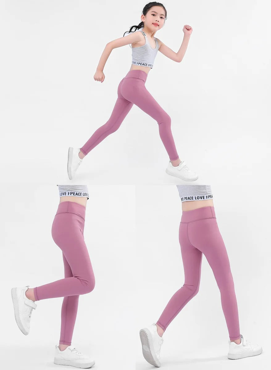 3-12 Years Girls Sports Leggings Ankle Length Kids Dance Running Yoga Pants Teens Soft Comfortable Athletic Workout Tights