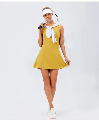 Workout Sport Dresses Women Tennis Dress With Shorts Quick-Dry 2 Piece Sets Yoga Golf Wear Breathable Summer Casual Clothes