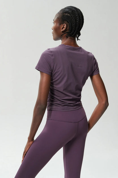 Women's Crew Neck T-Shirt Chic Solid Color Yoga Short Sleeve Slim Fit Shirts Summer Streetwear Basic Crop Tops Ribbed Gym Wear