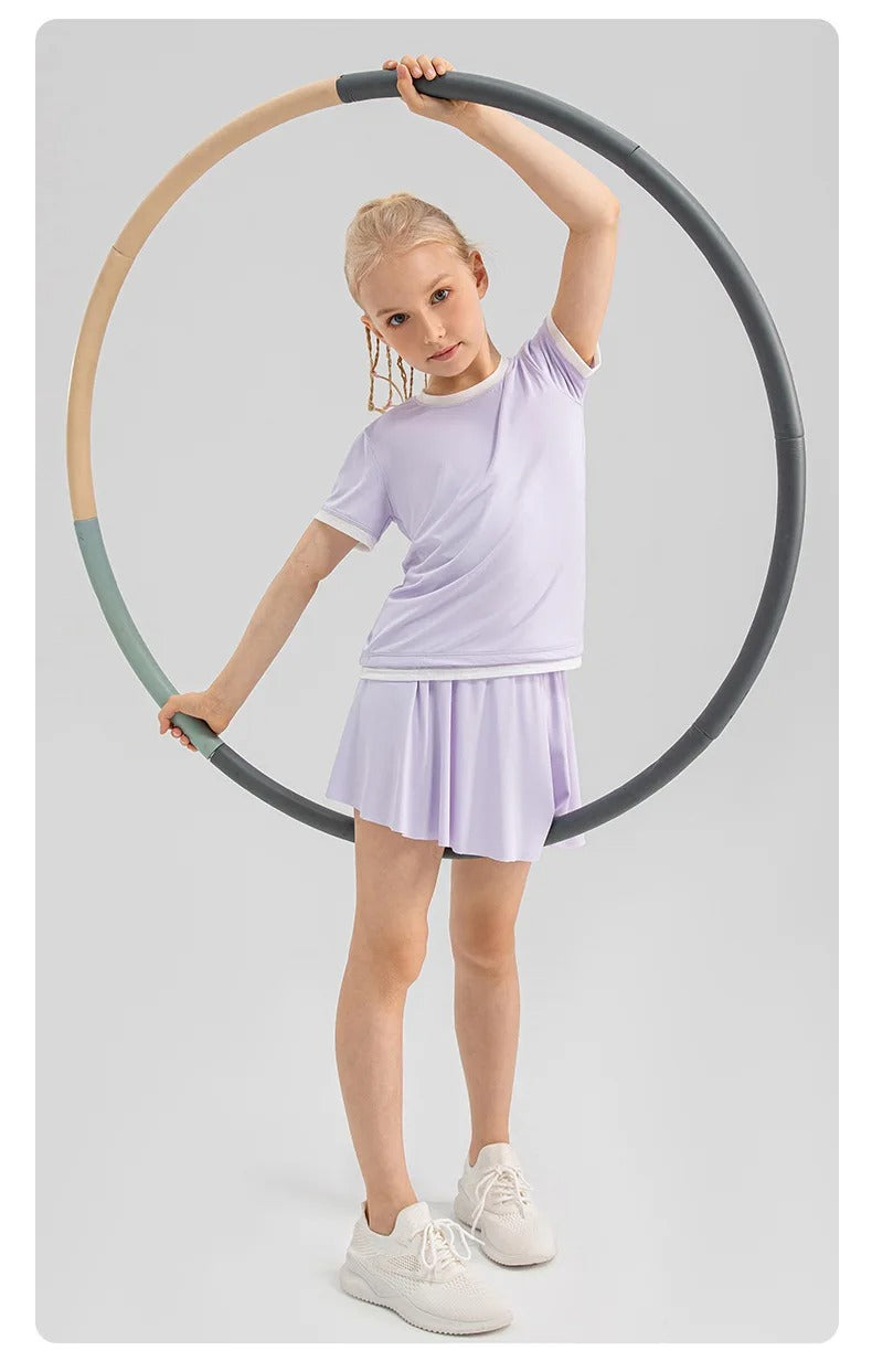 Kids Colorful Yoga Skirt Quick Dry Kids Tennis Skirt Built-in Shorts for Running Balle