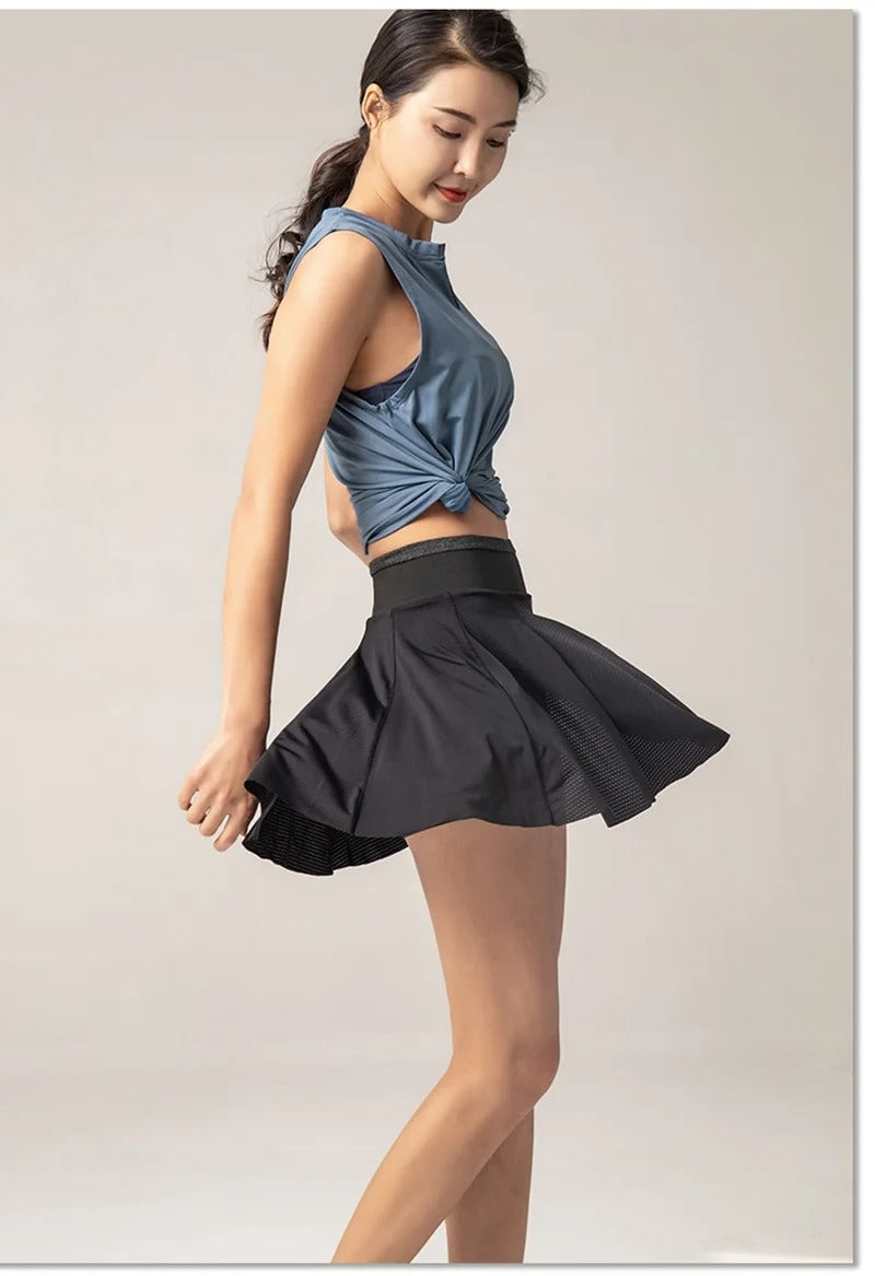 Sports Skirts High Waist Tennis Golf Skirt Fitness Shorts Women Athletic Fast Dry Running Sport Skort Pocket