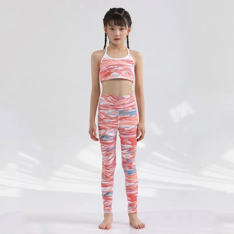 New Children's Yoga Pants Cute Printed Girls Athletic Leggings Comfort Kids Lounge Pants Running Exercise Training Cycling  Wear