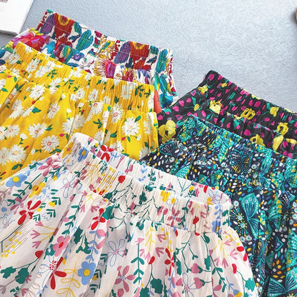 Floral Pleated Skirt Children Sweet Tutu Skirt Princess Short Girls Skirts Cute Beach Mini Fluffy-Skirt Kids Kawaii Clothes