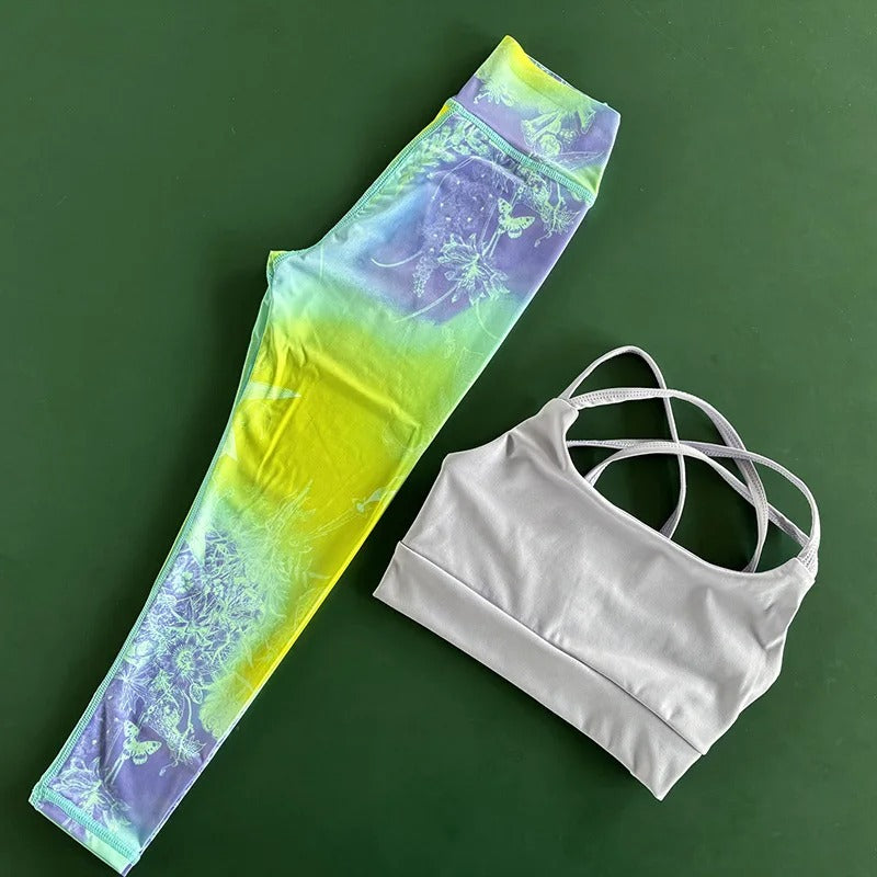 Girls Sports Bra & Yoga Pants Set Fitness Breathable Quick-Dry Workout Outfit for Kids Teen Activewear Gym Running Dance Clothes