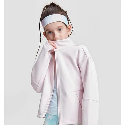 4-15Y Girls Yoga Jackets Full Zip Athletic Running Riding Coats Children Long Sleeve Sports Gym Top Kids Loose Casual Outwear