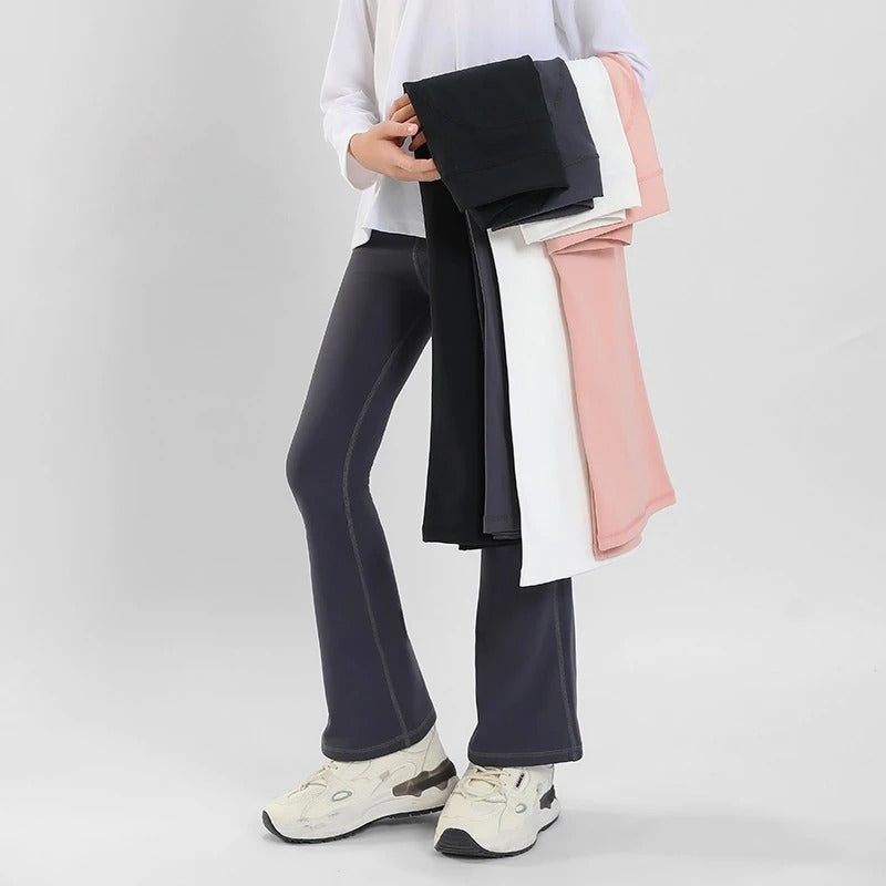 Girls Yoga Pants Flared Leggins for Kids Soft Gym Shark Leggings Brushed Fleece Trousers Toddler to Big Girl Stretchy Joggers