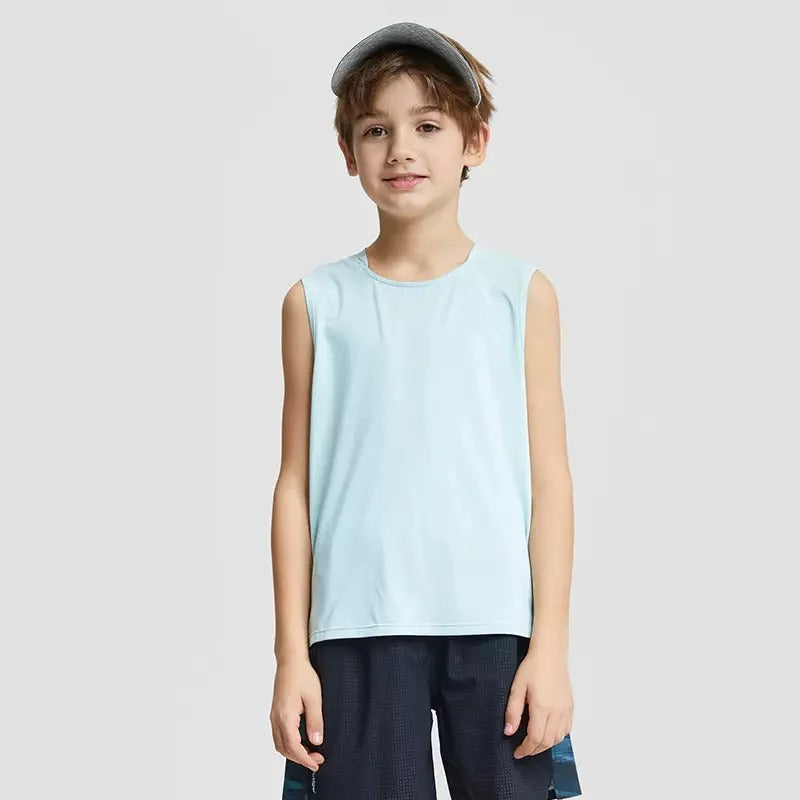 Boys Training Tank Top Quick-dry Children T-shirt Gym Sports Vest Kids Running Workout Fitness Shirt for Yoga Basketball