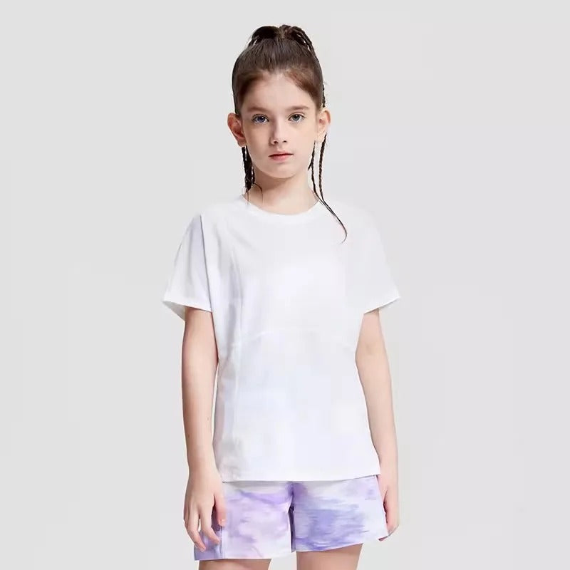 Kids T-shirts Short Sleeve Top Tees Tennis Boys Girls Sports Undershirt Solid Children Daily Shirt Summer Fitness Yoga Clothes