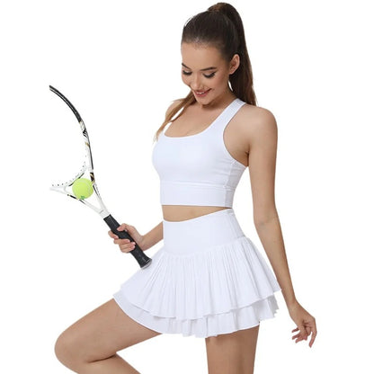 Sun Protection Sport Tennis Skirt Quick-Dry Pleated Golf Skirt Running Yoga Gym Lightweight Athletic Fitness Short Skorts Women