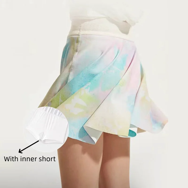 Girls Athletic Skirts With Shorts Print Pleated Tennis Skirt Dance Running Comfy Skort Lounge Cute Clothes Casual Summer Kids