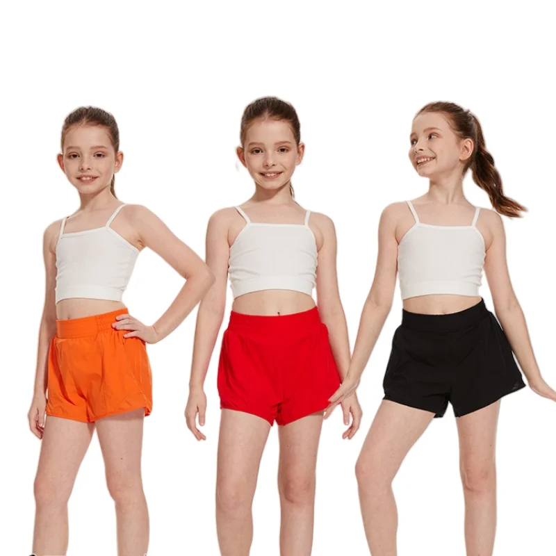 New Girls Athletic Shorts Quick Dry Running Shorts For Kids Teen Girl Active Sports Short Pants With Zip Pocket Liner Summer
