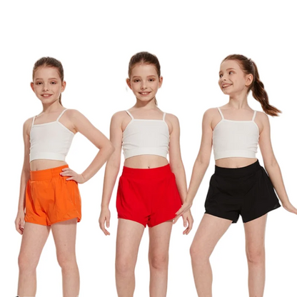 New Girls Athletic Shorts Quick Dry Running Shorts For Kids Teen Girl Active Sports Short Pants With Zip Pocket Liner Summer