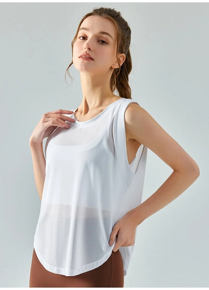 Quick Dry Sports Shirts for Women XL Crop Top Breathable Plus Size Yoga T-Shirt Gym Workout Cover-up Sleeveless Vest