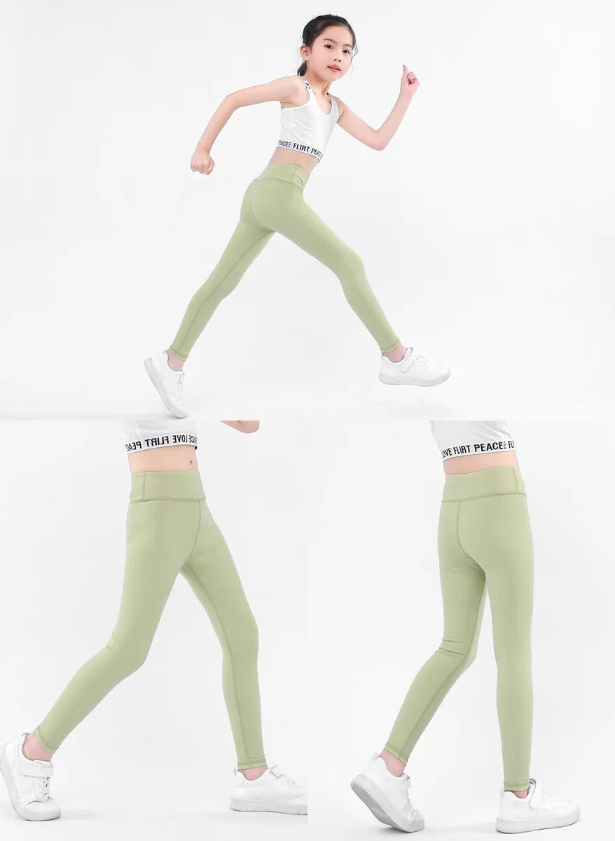 3-12 Years Girls Sports Leggings Ankle Length Kids Dance Running Yoga Pants Teens Soft Comfortable Athletic Workout Tights