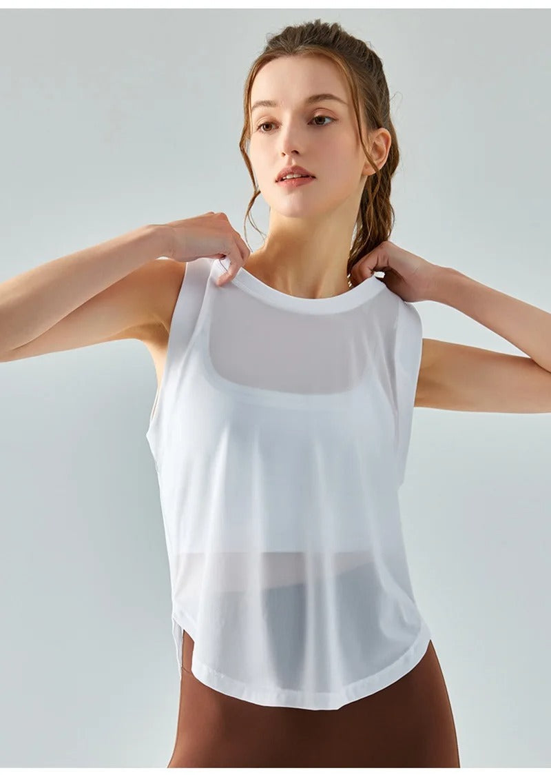 Quick Dry Sports Shirts for Women XL Crop Top Breathable Plus Size Yoga T-Shirt Gym Workout Cover-up Sleeveless Vest