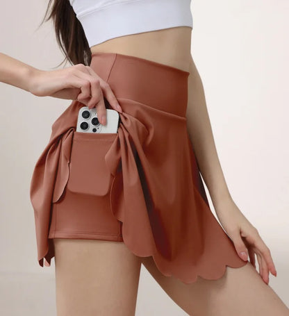 Tenis Skirt Women High Waist Yoga Skirt with Built-in Shorts Seamless Tennis Skorts Anti-Slip Athletic Workout Gym Skirts Summer