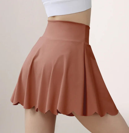 Tenis Skirt Women High Waist Yoga Skirt with Built-in Shorts Seamless Tennis Skorts Anti-Slip Athletic Workout Gym Skirts Summer