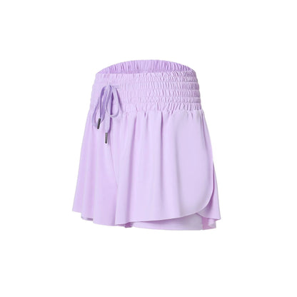 High Waist Flowy Athletic Shorts Women Quick-dry Tennis Skirt Breathable Outdoor Culottes Running Fitness Badminton Cheer Short