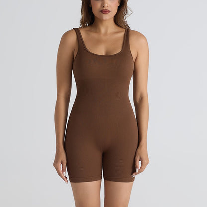 Seamless threaded tight one-piece yoga wear, no-awkwardly threaded fitness wear, sexy one-piece for women in summer