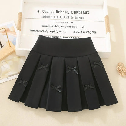 Kids A-Line Pleated Skirt Preppy School Uniform Kawaii Skirt Casual Spring Short Girls Skirts Toddler Cotton Summer Skort