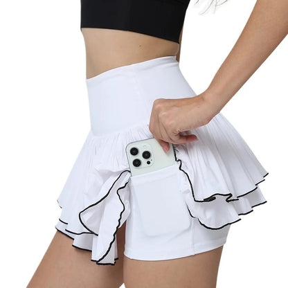 Sun Protection Sport Tennis Skirt Quick-Dry Pleated Golf Skirt Running Yoga Gym Lightweight Athletic Fitness Short Skorts Women