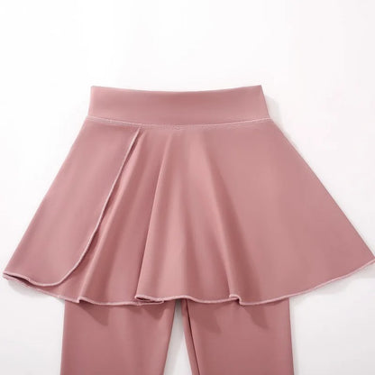 Girls Fake Two-Piece Workout Pants Quick Dry Tennis/Yoga Leggings Running & Badminton Pants For Dance&Gym Teenage Girl Clothing