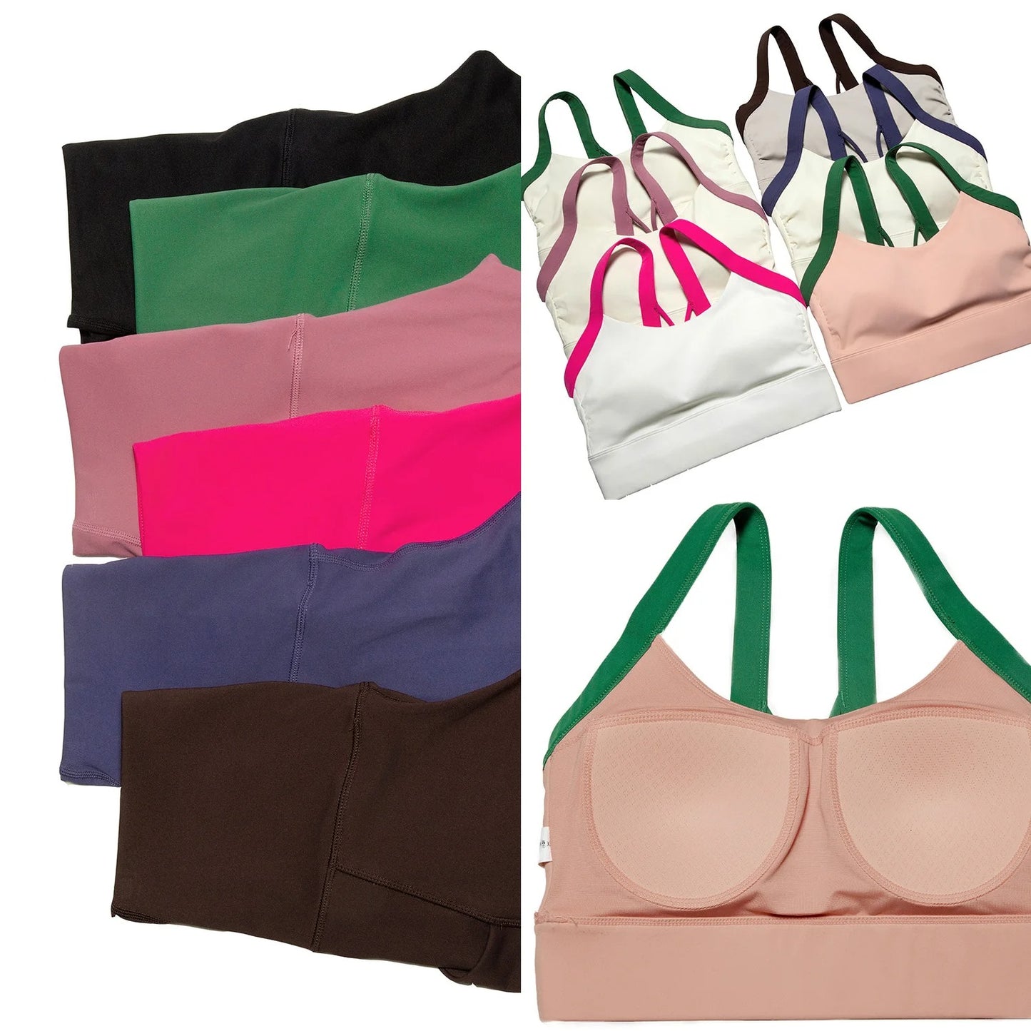 Women's Two Pieces Set Fixed Pads Sports Bra And Gym Tight Leggings With Pockets Workout JumpSuits Sportswear