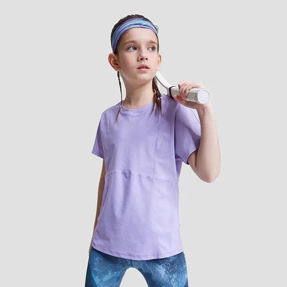 Kids T-shirts Short Sleeve Top Tees Tennis Boys Girls Sports Undershirt Solid Children Daily Shirt Summer Fitness Yoga Clothes