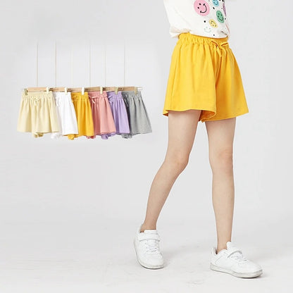 Summer Kids Leisure Shorts Fashionable Korean Style Girls Bow Shorts Children Capris Solid Casual Pants Breath Sports Trousers