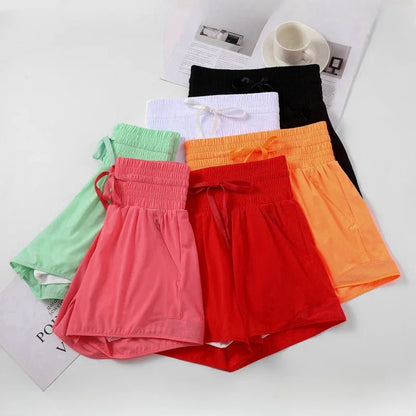 Women's Athletic Shorts High Waist Running Shorts Mesh Liner 3'' Dolphin Sporty Summer Pants Gym Workout Short With Zip Pocket