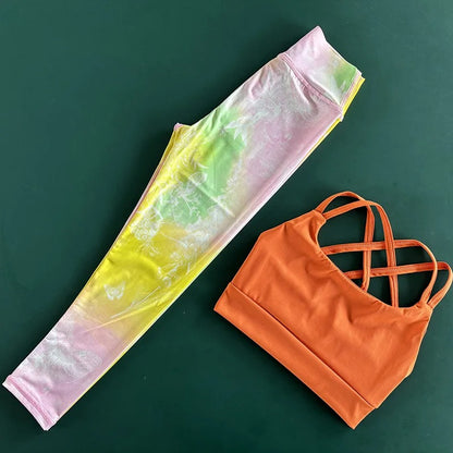 Girls Sports Bra & Yoga Pants Set Fitness Breathable Quick-Dry Workout Outfit for Kids Teen Activewear Gym Running Dance Clothes